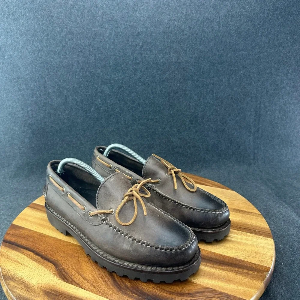 LL BEAN Allagash Handsewn Shoes Slip On Mocs Lugged Lightweight Sole Men's 10D